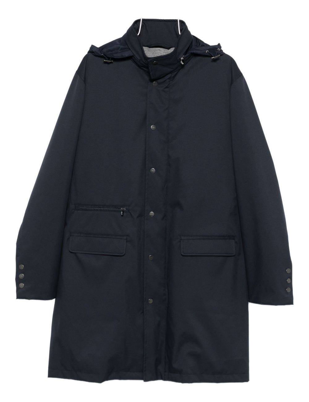 Cappotto con bottoni e cappuccio in blu Kiton - uomo 