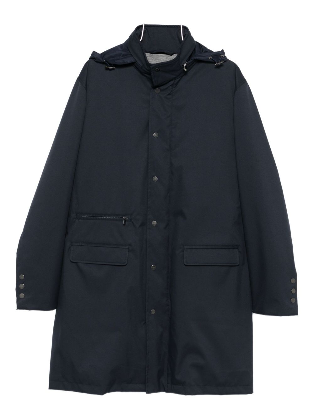 Cappotto con bottoni e cappuccio in blu Kiton - uomo 