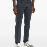 Jeans dritti con patch a bottoni in blu Ksubi - uomo 