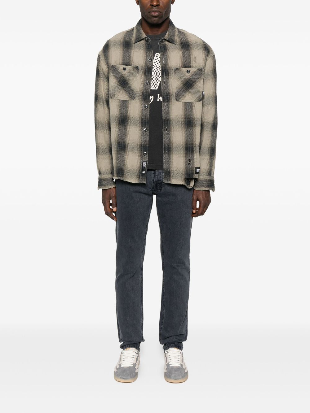 Jeans dritti con patch a bottoni in blu Ksubi - uomo 