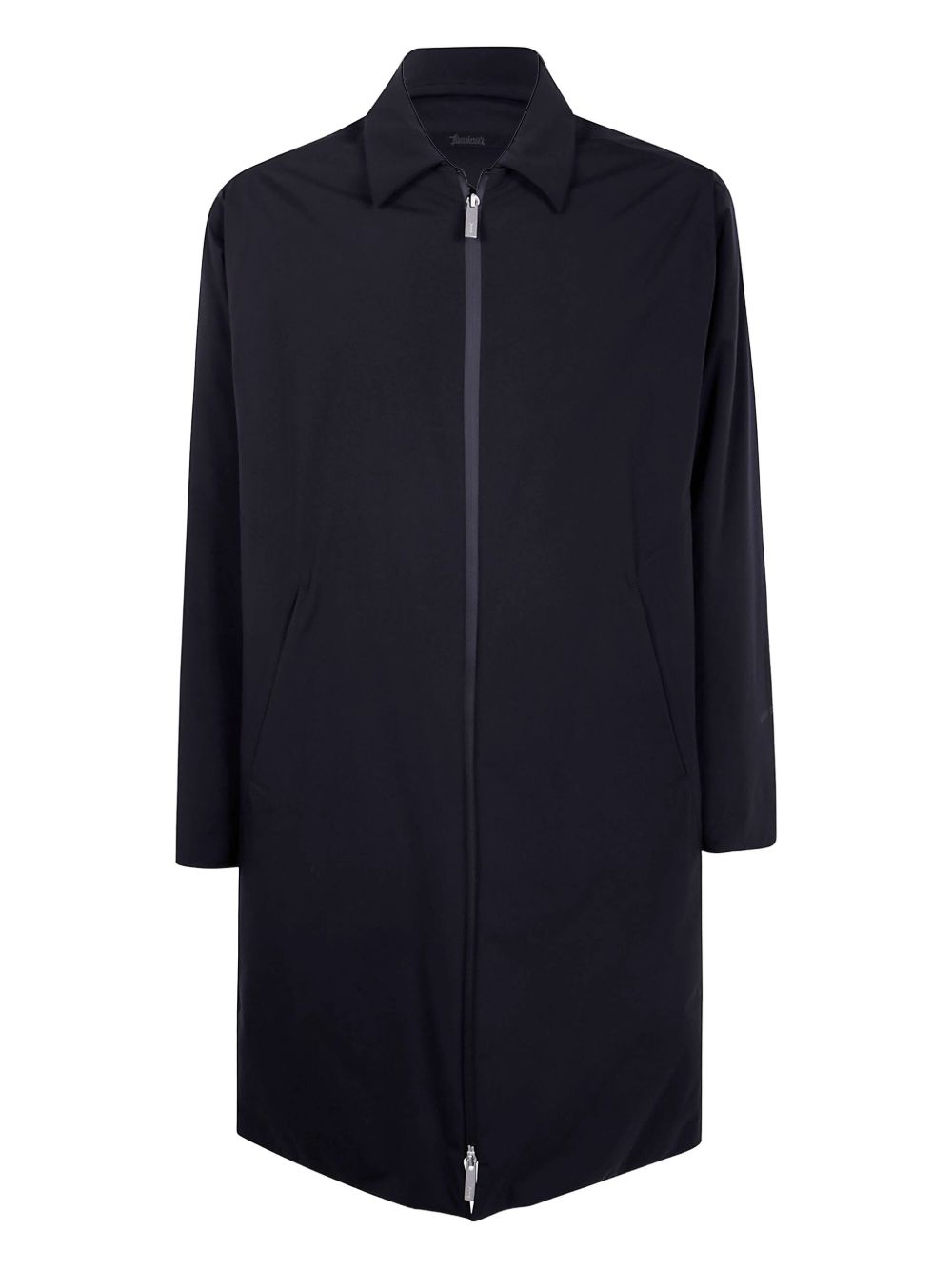 Cappotto con colletto e zip frontale in nero Laminar - uomo 