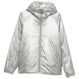Piumino con cappuccio e zip in argento Laminar - uomo 