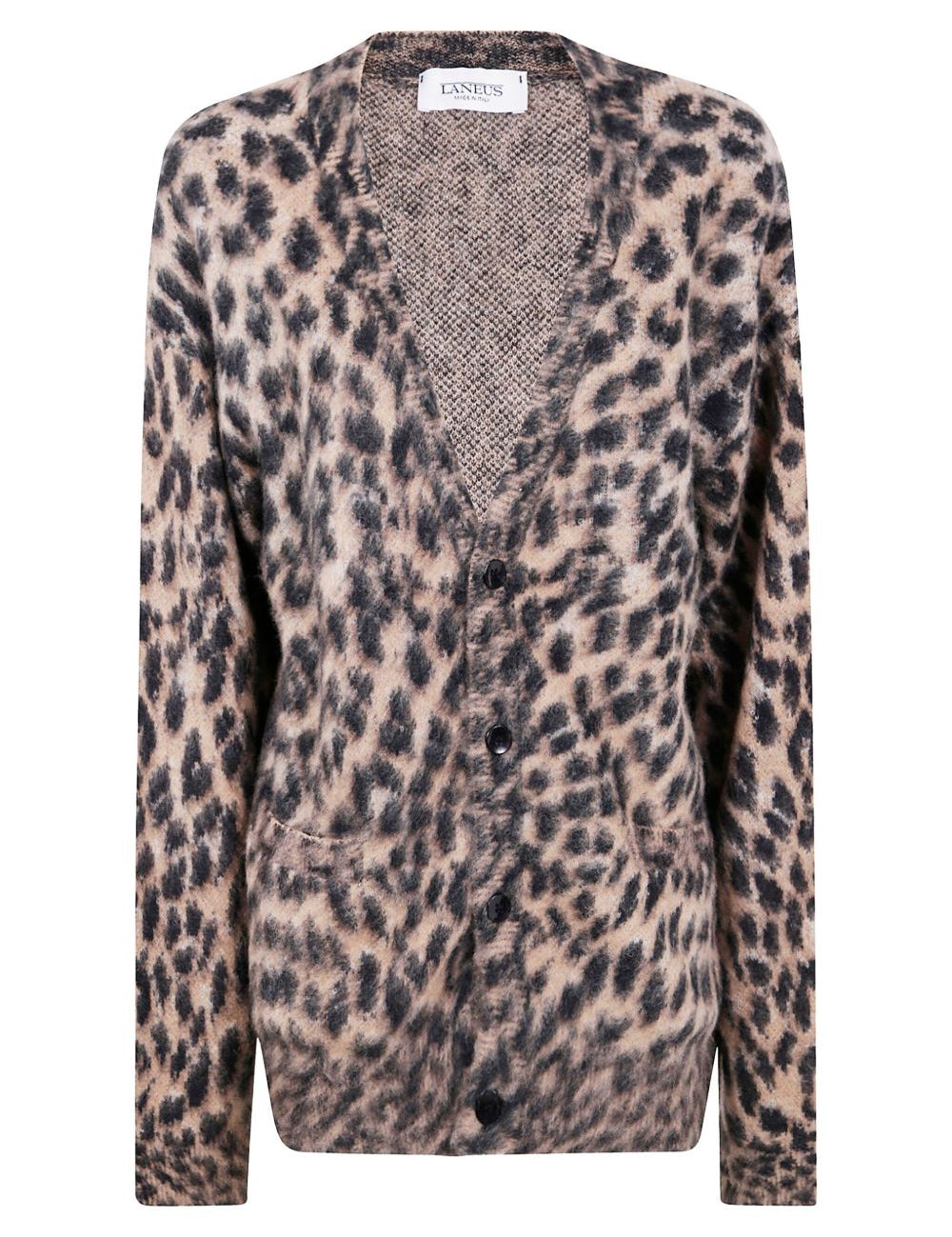 Cardigan con stampa animalier in marrone Laneus - uomo 