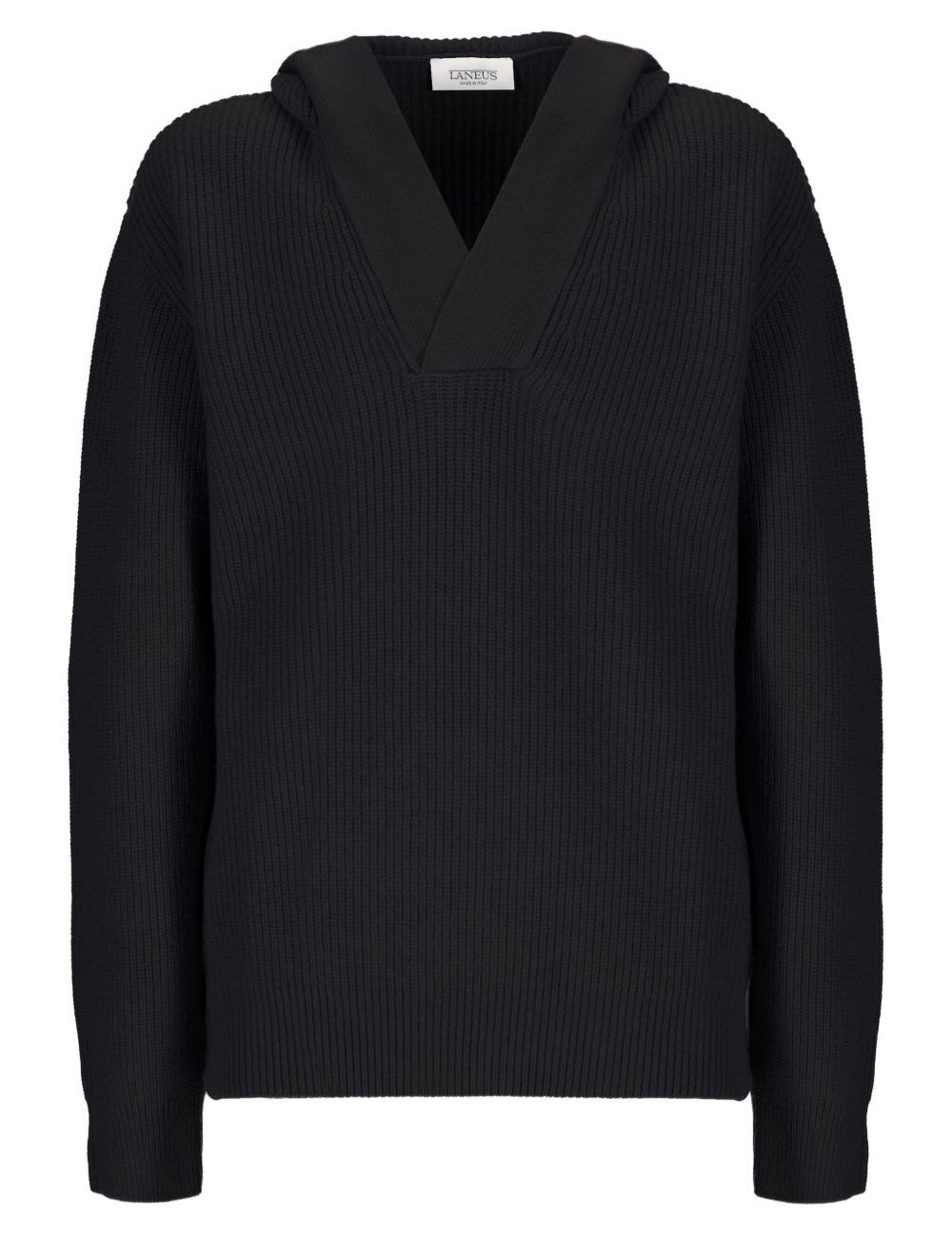 Felpa in maglia con cappuccio  in nero Laneus - uomo 
