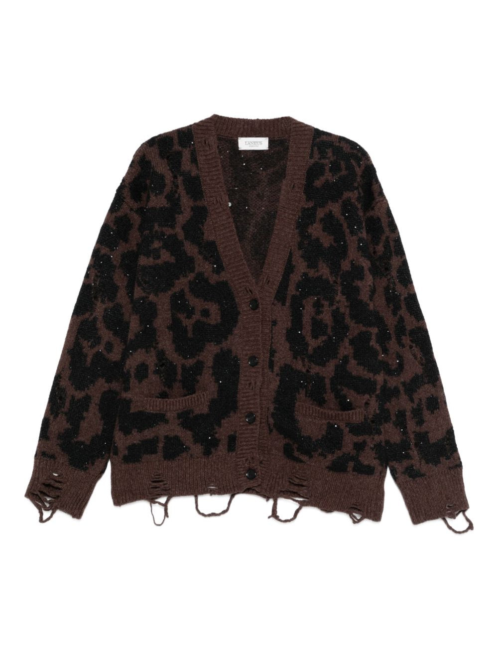 Cardigan con effetto vissuto in marrone Laneus - donna 