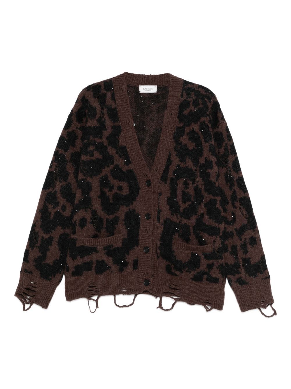 Cardigan con effetto vissuto in marrone Laneus - donna 