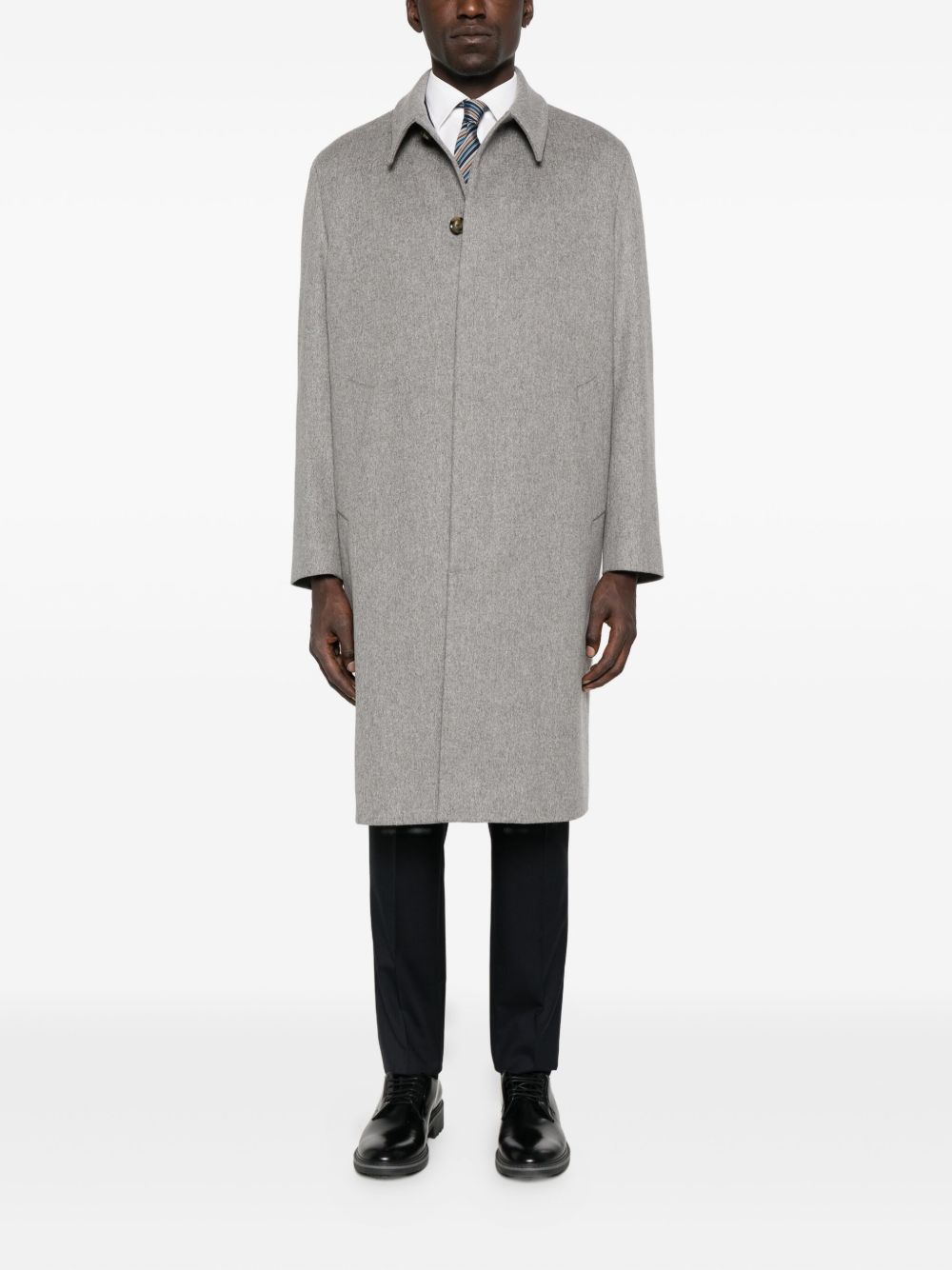 Cappotto con taschini a toppa e bottoni in grigio Lardini - uomo 