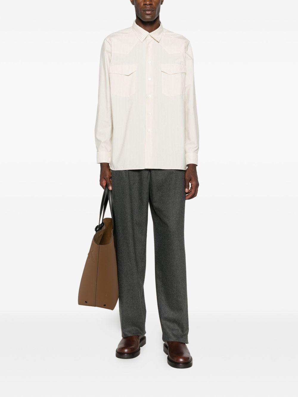 Camicia a righe in bianco Lardini - uomo 