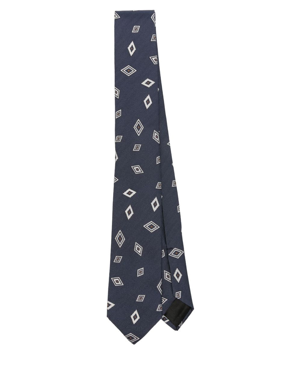 Cravatta in seta con motivo geometrico in blu Lardini - uomo 