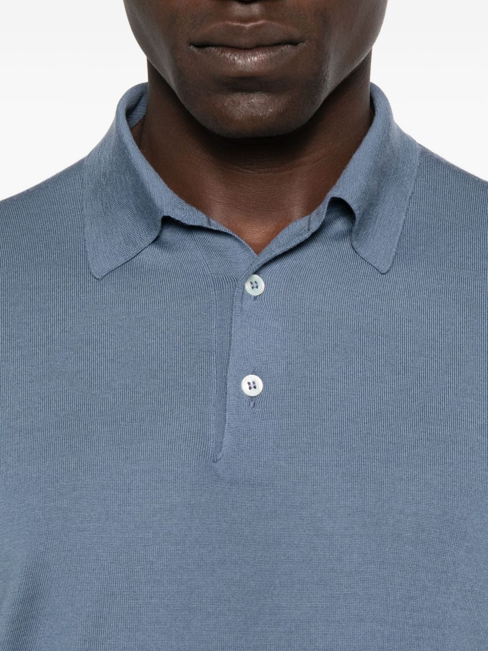 Polo in maglia a coste in blu Lardini - uomo 