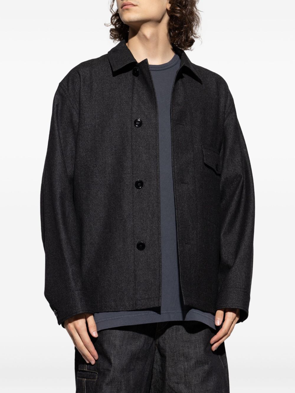 Giacca camicia con tasca in grigio Lemaire - uomo 