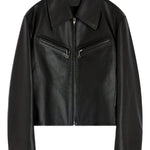 Giacca in pelle con zip in marrone Lemaire - donna 