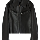 Giacca in pelle con zip in marrone Lemaire - donna 