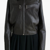Giacca in pelle con zip in marrone Lemaire - donna 