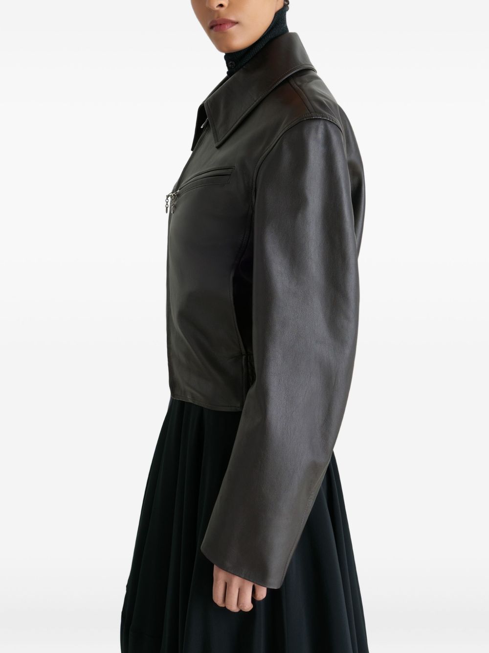 Giacca in pelle con zip in marrone Lemaire - donna 
