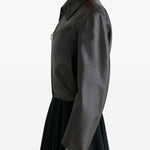 Giacca in pelle con zip in marrone Lemaire - donna 