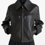 Giacca in pelle con zip in marrone Lemaire - donna 