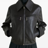 Giacca in pelle con zip in marrone Lemaire - donna 