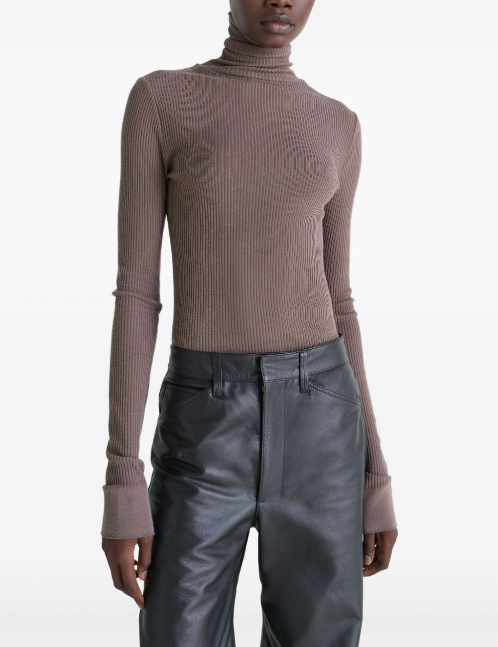 Top a coste a collo alto in grigio Lemaire - donna 