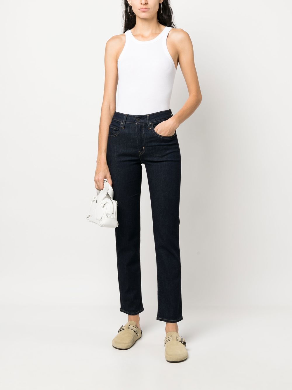 Jeans dritti 724 a vita media in blu Levi's - donna 