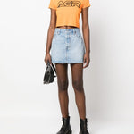 Gonna in denim a vita media in blu Levi's - donna 