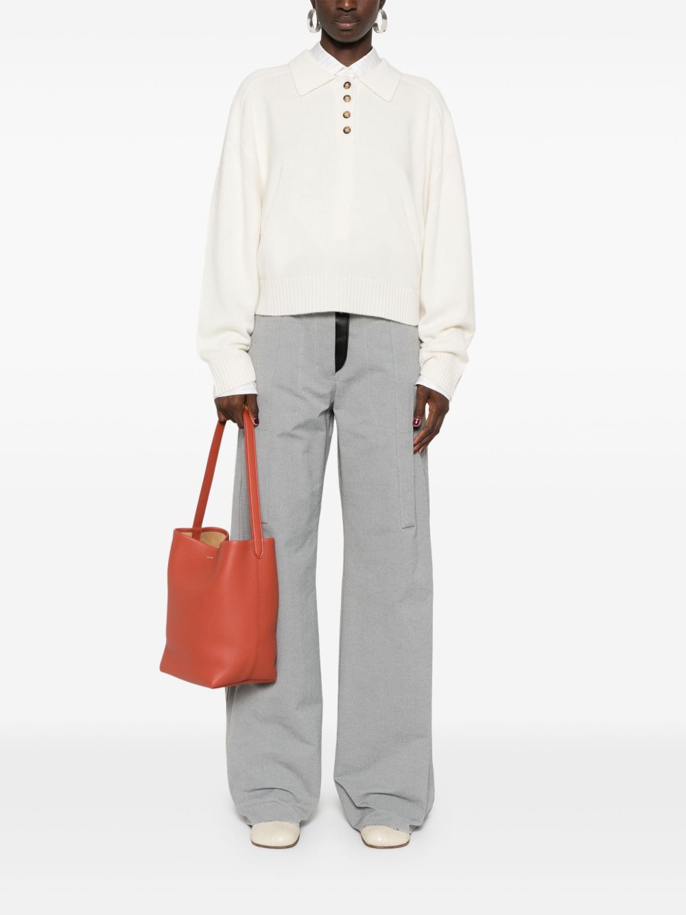 Maglione Polo boxy in avorio Loulou De Saison - donna 