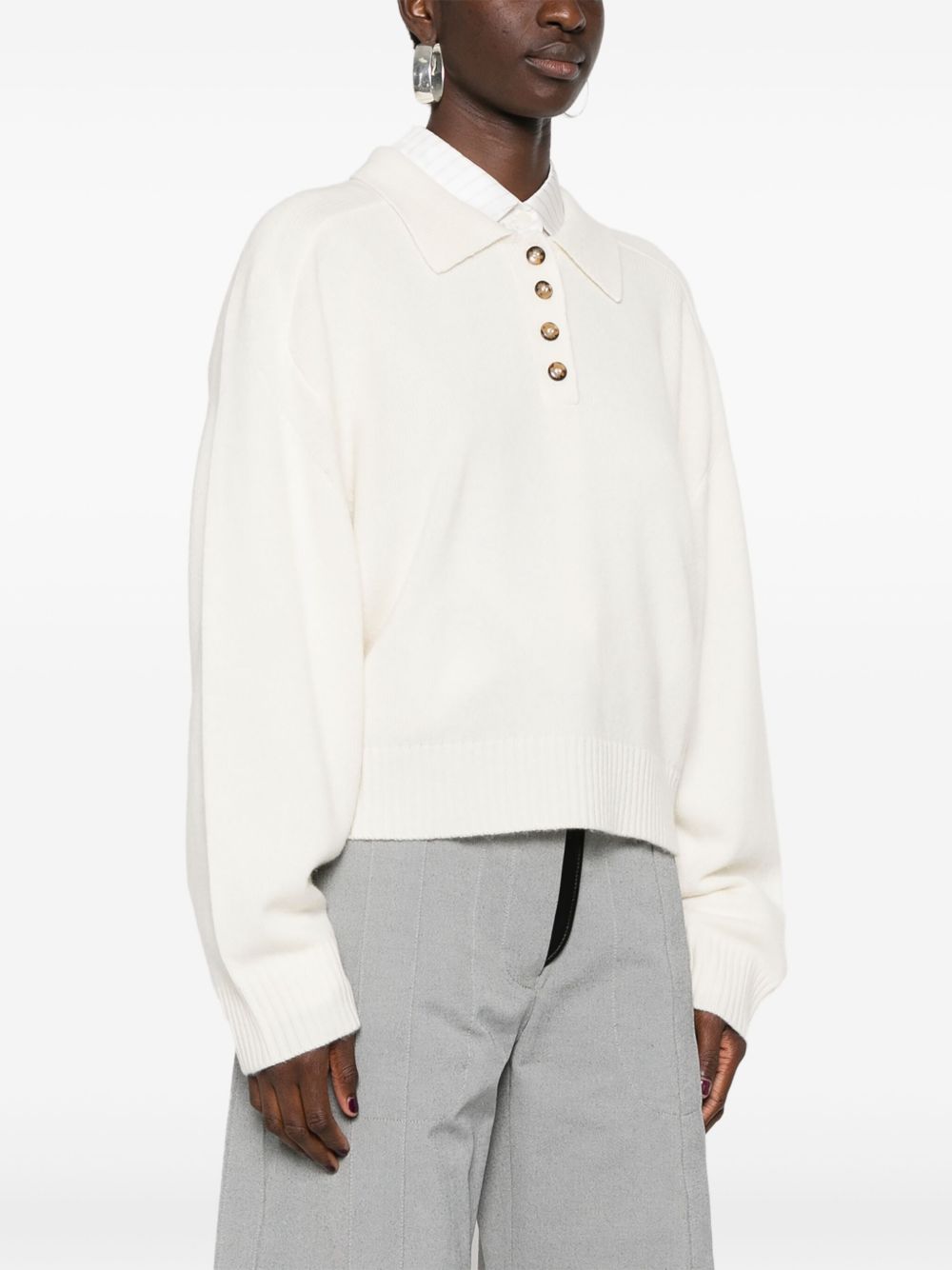Maglione Polo boxy in avorio Loulou De Saison - donna 