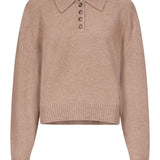 Maglione Polo boxy in beige Loulou De Saison - donna 