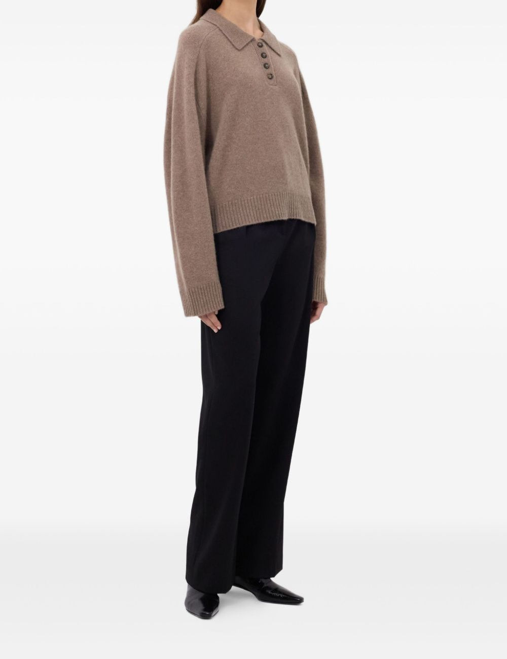 Maglione Polo boxy in beige Loulou De Saison - donna 