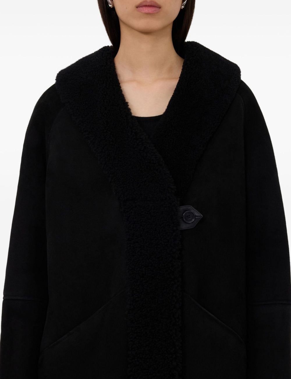 Cappotto con cappuccio isak in nero Loulou de saison - donna 