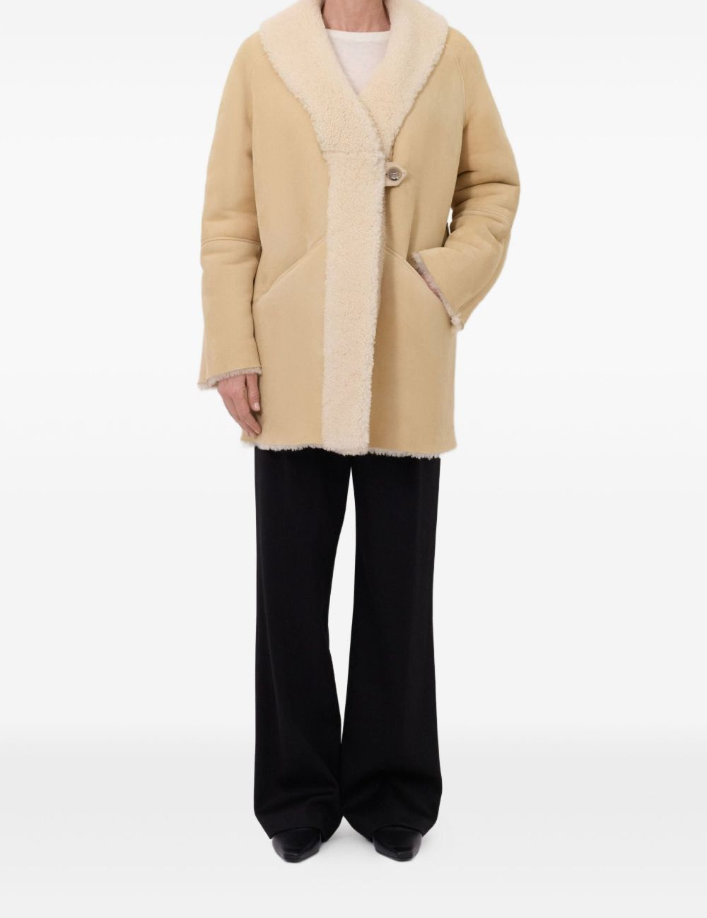 Cappotto in shearling Isak in crema Loulou de saison - donna 