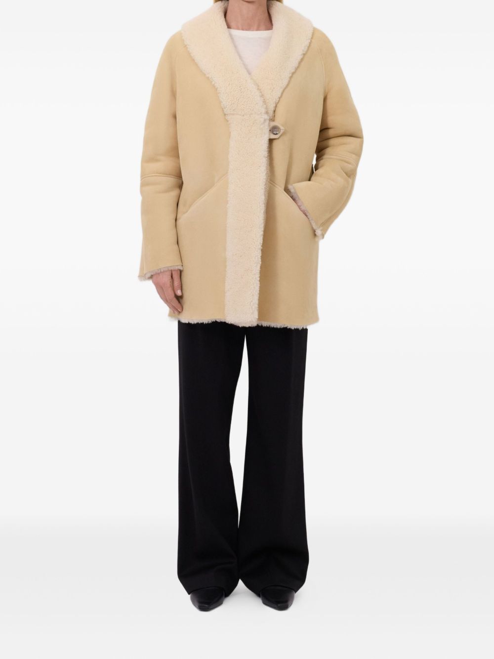 Cappotto in shearling Isak in crema Loulou de saison - donna 