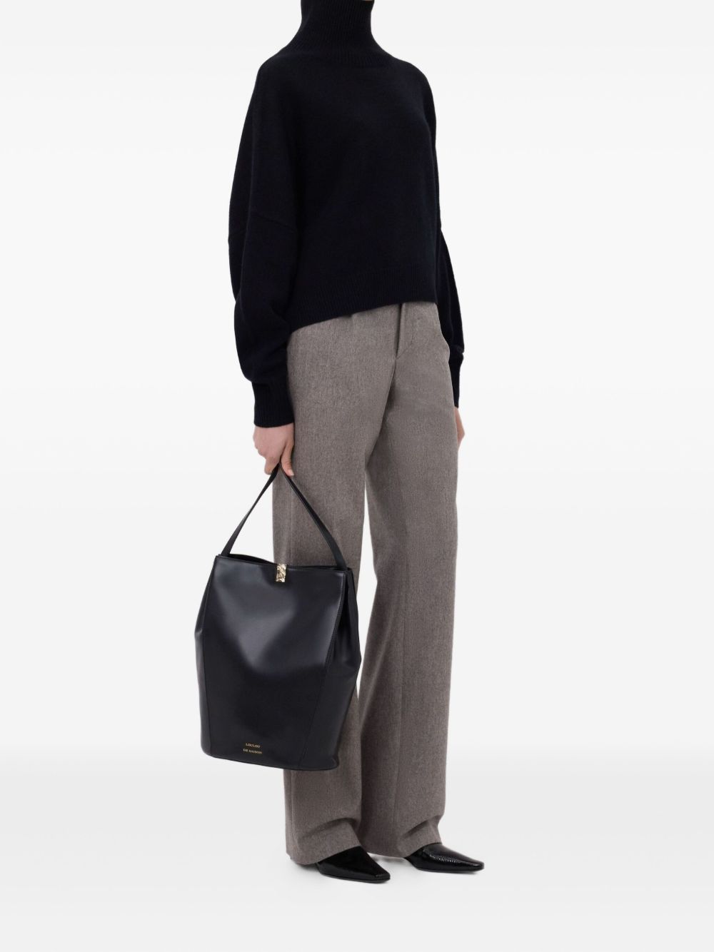 Maglione a collo alto Luke in nero Loulou de saison - donna 