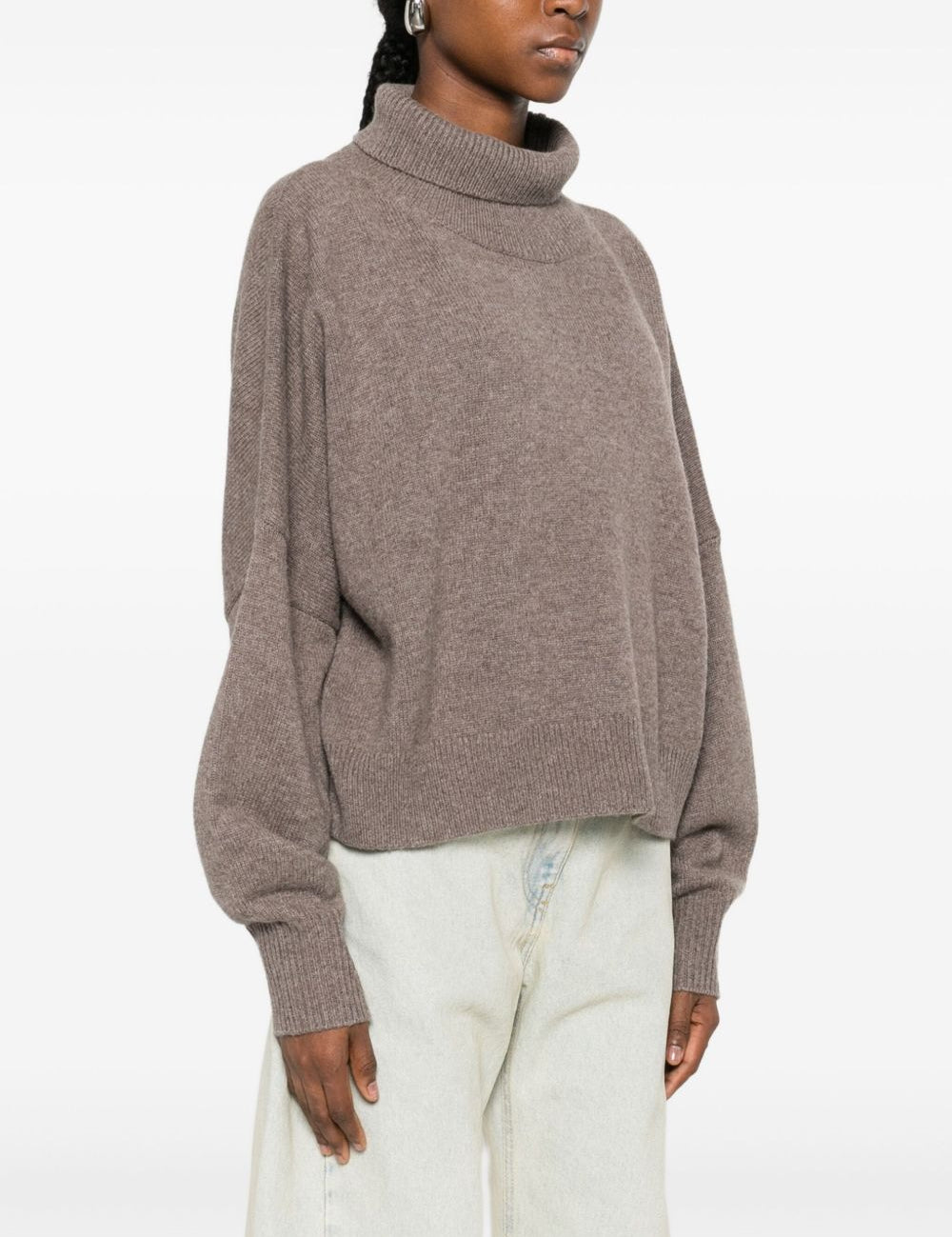 Maglione a collo alto Luke in grigio taupe Loulou de saison - donna 