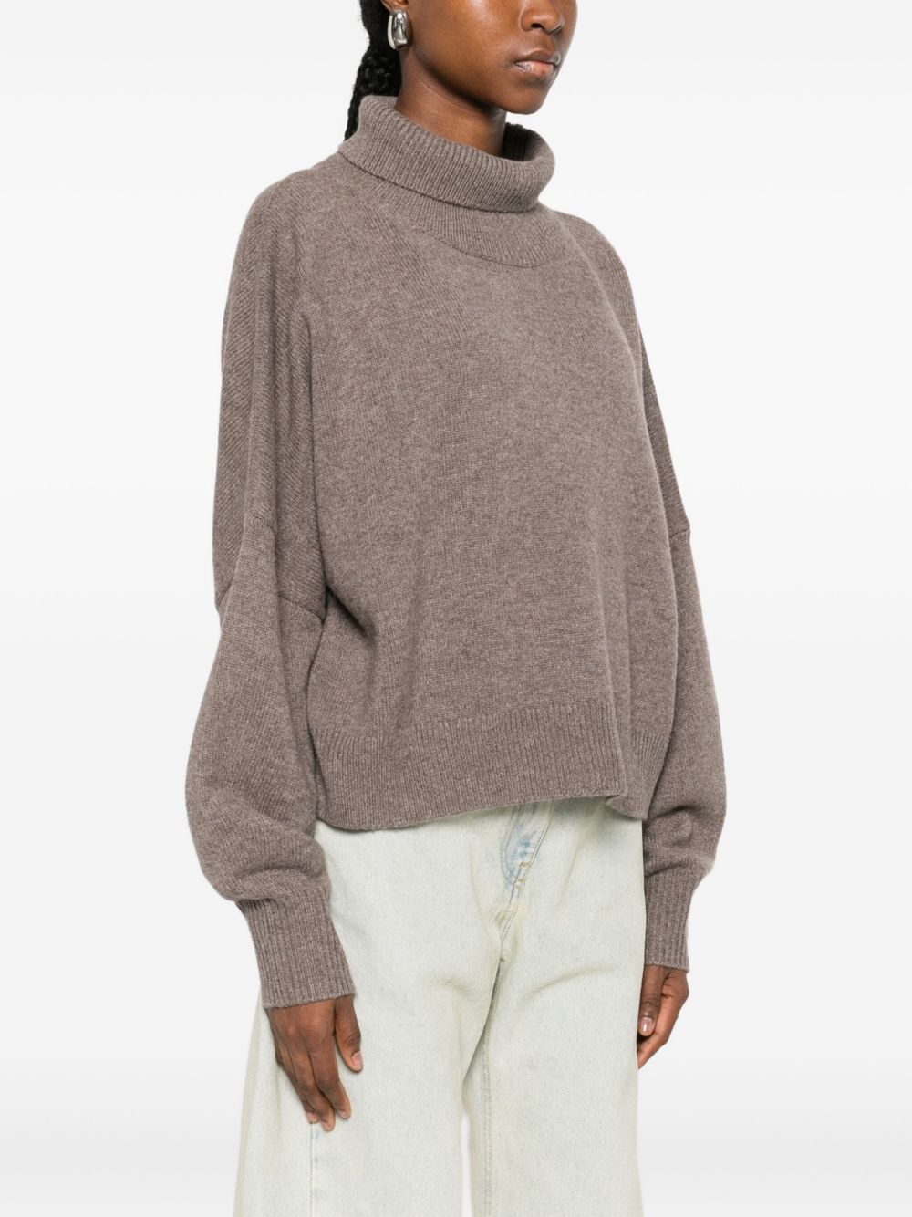 Maglione a collo alto Luke in grigio taupe Loulou de saison - donna 