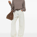 Maglione a collo alto Luke in grigio taupe Loulou de saison - donna 