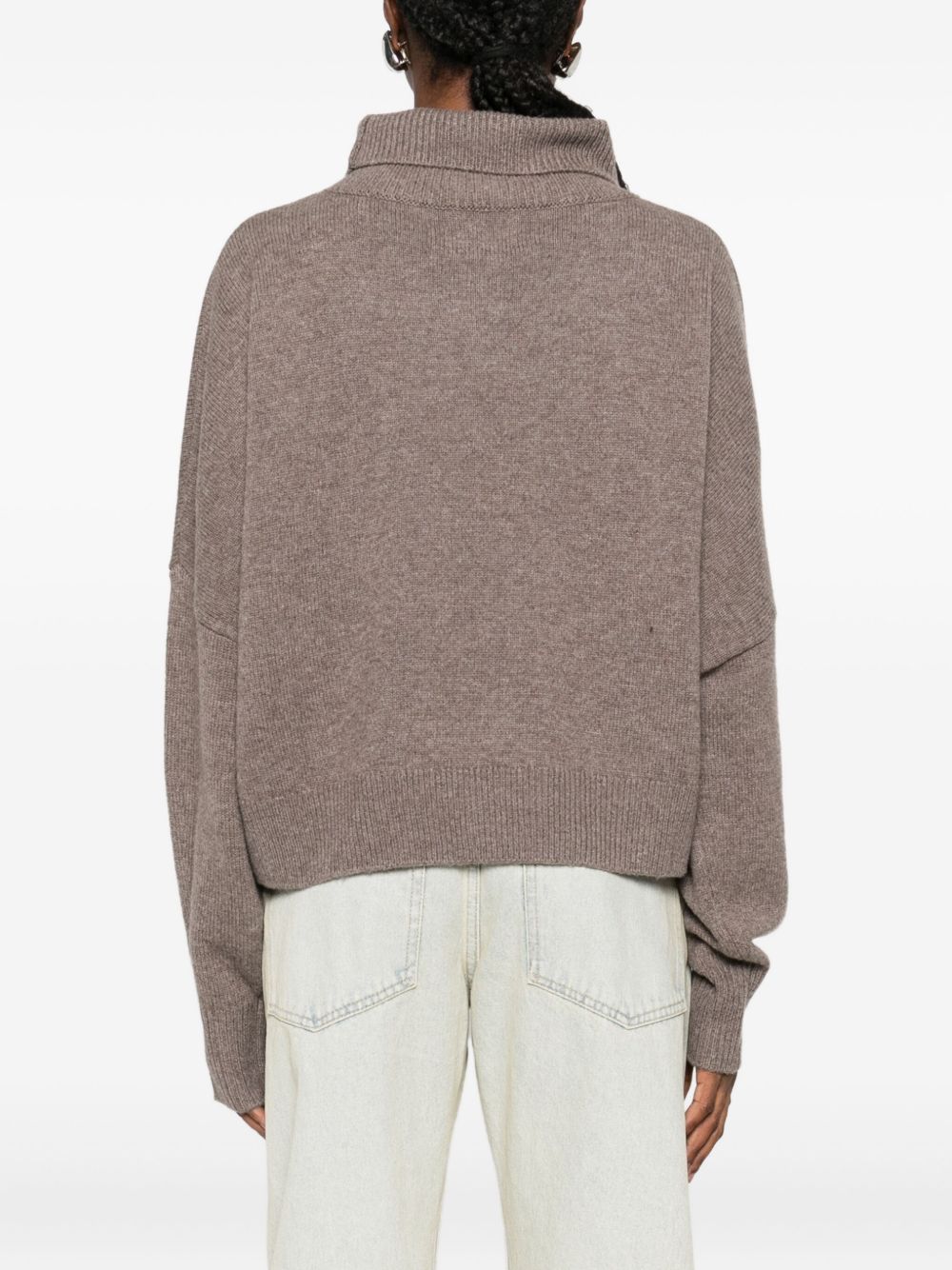 Maglione a collo alto Luke in grigio taupe Loulou de saison - donna 