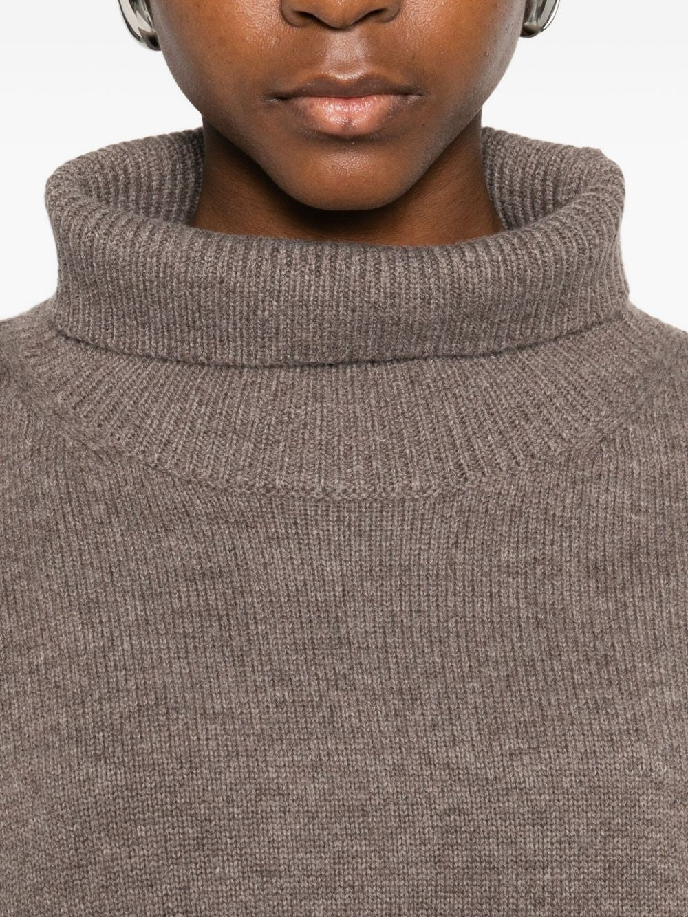 Maglione a collo alto Luke in grigio taupe Loulou de saison - donna 