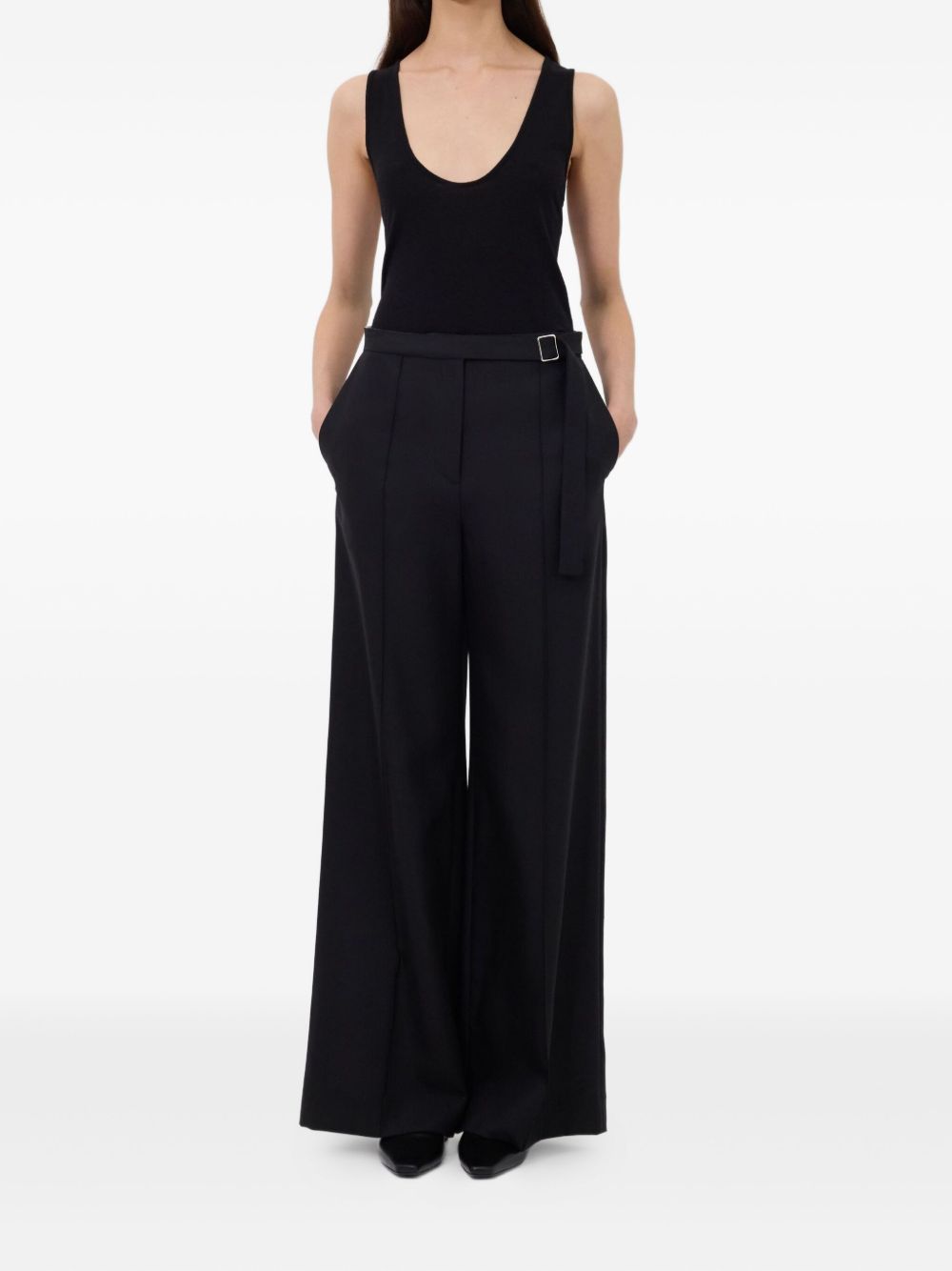 Pantaloni a gamba ampia con fibbia in nero LouLou De Saison - donna 