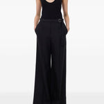 Pantaloni a gamba ampia con fibbia in nero LouLou De Saison - donna 