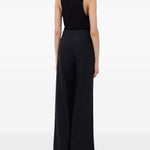 Pantaloni a gamba ampia con fibbia in nero LouLou De Saison - donna 