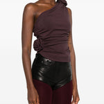 Top monospalla con decorazione in viola Magda butrym - donna 