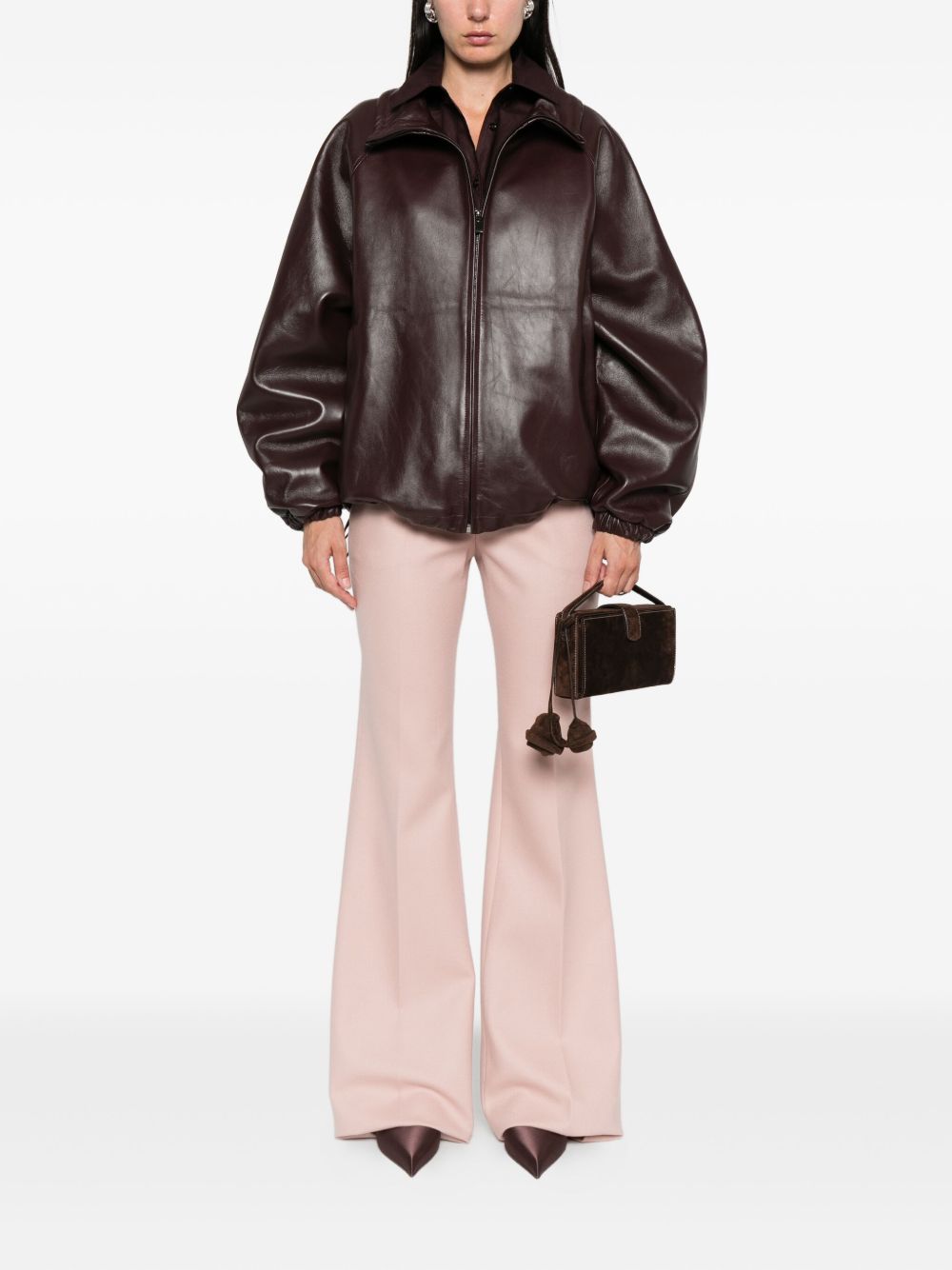 Giacca bomber in pelle marrone Magda Butrym - donna 