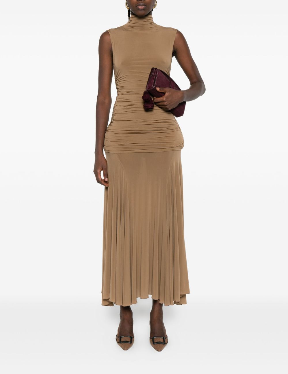 Abito lungo con drappeggio in beige Magda Butrym - donna 