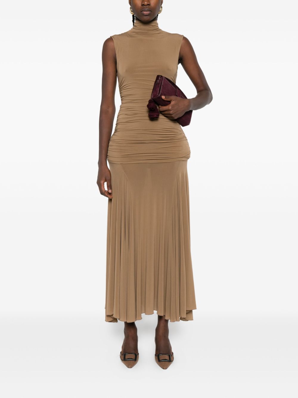 Abito lungo con drappeggio in beige Magda Butrym - donna 