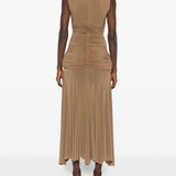 Abito lungo con drappeggio in beige Magda Butrym - donna 