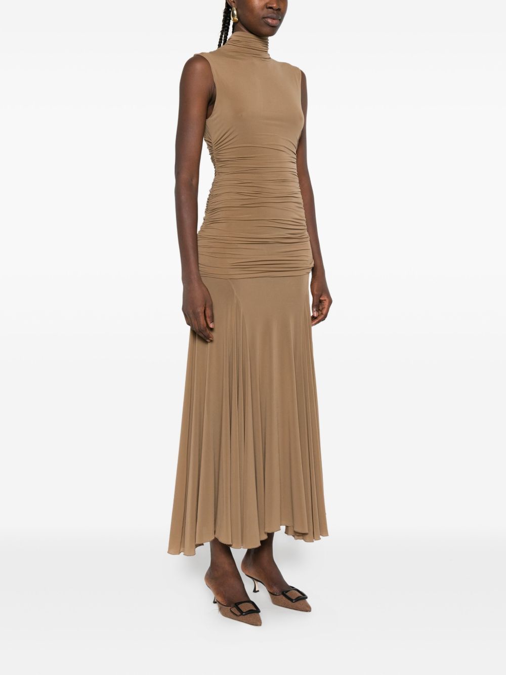 Abito lungo con drappeggio in beige Magda Butrym - donna 