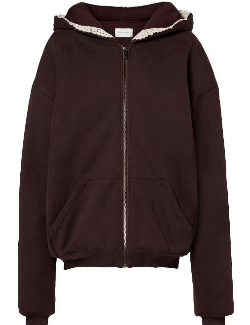 Felpa in cotone con cappuccio e zip in marrone Magda butrym - donna 