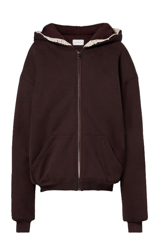 Felpa in cotone con cappuccio e zip in marrone Magda butrym - donna 