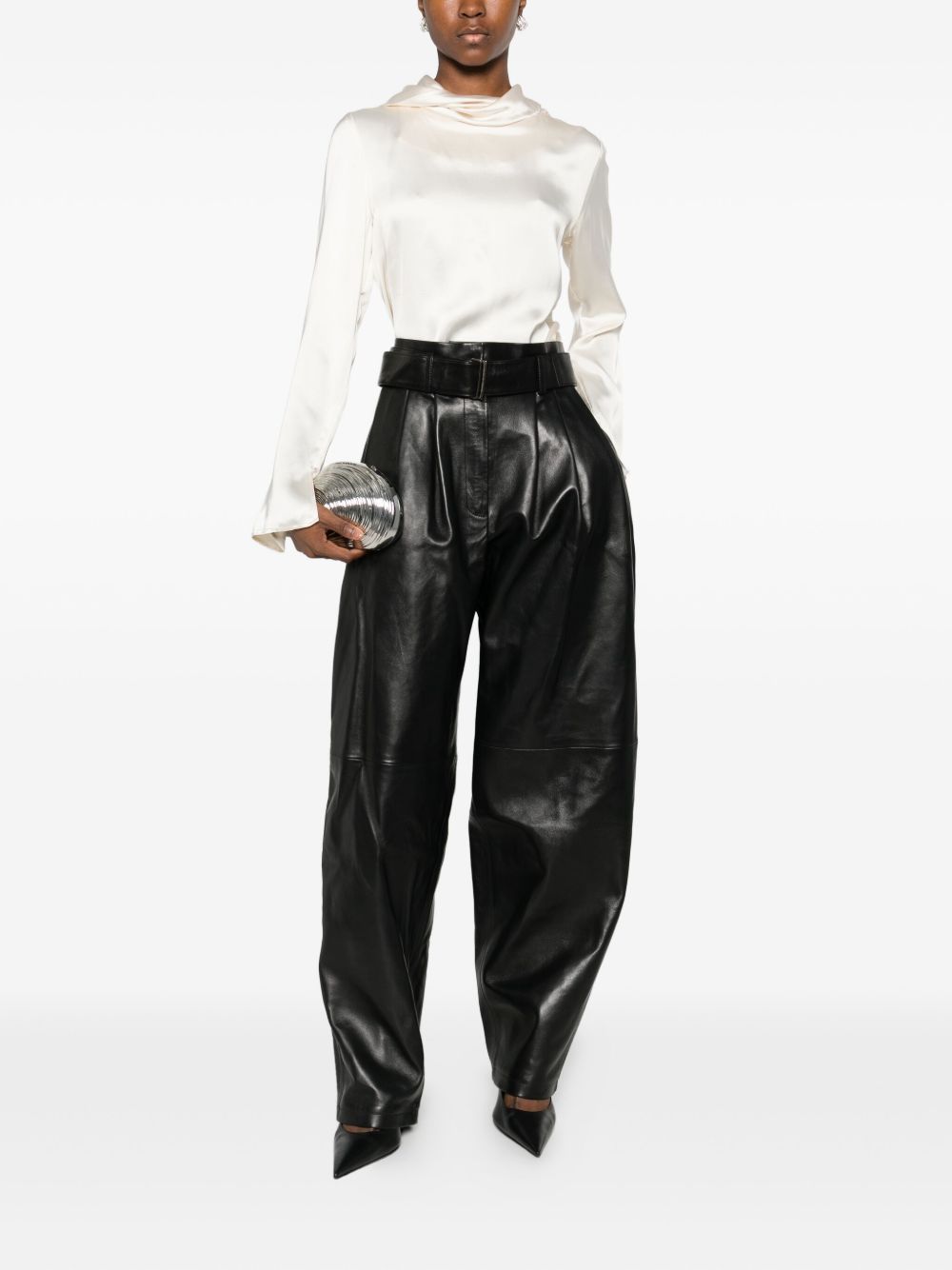 Pantaloni in pelle in nero Magda butrym - donna 